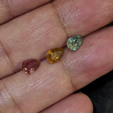 2Ct 3Pcs Natural Tourmaline LOT Faceted. Size range approx. 8x5mm